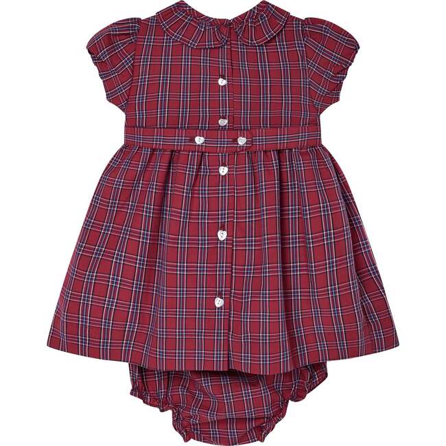 Baby Yule Frill Collar Hand-Smocked Dress, Red - Dresses - 4