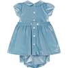 Baby Mina Velvet Hand-Smocked Party Dress, Pale Blue - Dresses - 4