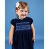 Baby Opal Velvet Hand-Smocked Party Dress, Blue - Dresses - 5