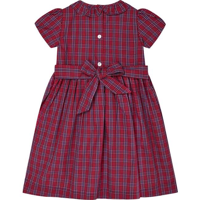 Neva Tartan Print Hand-Smocked Dress, Red - Dresses - 4