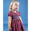 Baby Yule Frill Collar Hand-Smocked Dress, Red - Dresses - 5