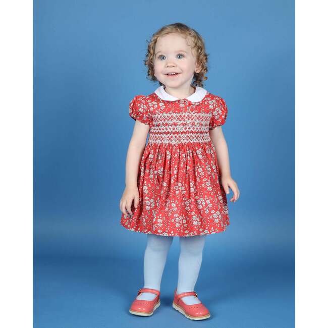 Baby Paloma Hand-Smocked Dress, Red & White - Dresses - 5