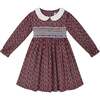 Ilana Long Sleeve Hand-Smocked Dress, Red - Dresses - 1 - thumbnail