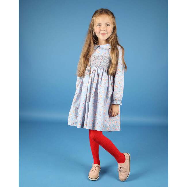 Sparrow Long Sleeve Hand-Smocked Dress, Baby Blue - Dresses - 2