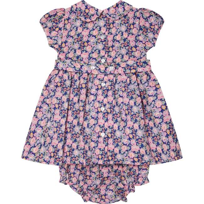 Baby Marin Floral Print Hand-Smocked Dress, Pink & Navy - Dresses - 4