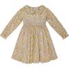 Cordelia Floral Print Hand-Smocked Dress, Yellow - Dresses - 1 - thumbnail