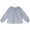 Deema Floral Print Hand-Smocked Long Sleeve Blouse, White & Blue - Blouses - 1 - thumbnail