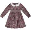 Davina Cherry Print Hand-Smocked Dress, Red & Gray - Dresses - 1 - thumbnail