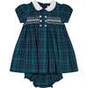 Baby Hermione Tartan Collar Hand-Smocked Dress, Navy & White - Dresses - 1 - thumbnail