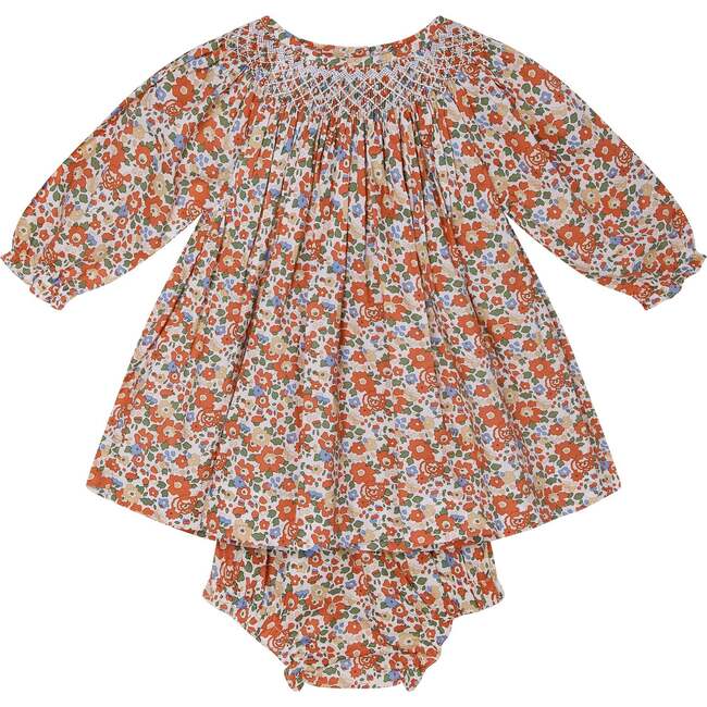 Baby Calypso Floral Print Hand-Smocked Dress, Red