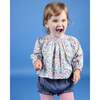 Baby Hera Floral Print Hand-Smocked Long Sleeve Blouse, Blue - Blouses - 2