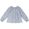 Deema Floral Print Hand-Smocked Long Sleeve Blouse, White & Blue - Blouses - 4