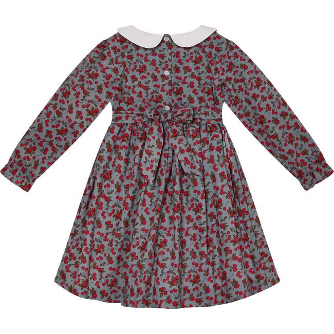 Davina Cherry Print Hand-Smocked Dress, Red & Gray - Dresses - 4