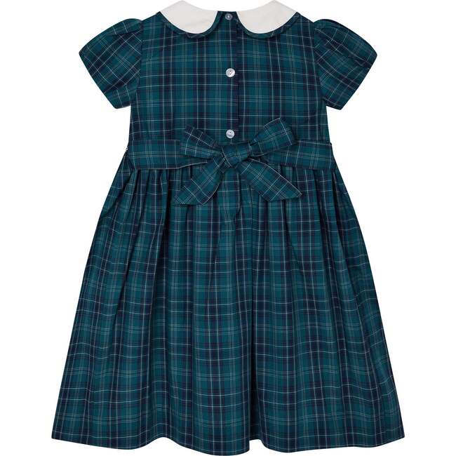 Ginny Tartan Peter Pan Collar Hand-Smocked Dress, Navy - Dresses - 4