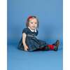 Baby Hermione Tartan Collar Hand-Smocked Dress, Navy & White - Dresses - 2