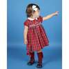 Baby Bronwyn Tartan Collar Hand-Smocked Dress, Red & White - Dresses - 2