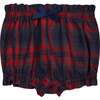 Baby Bora Tartan Elastic Waist Bow Shorts, Navy & Red - Shorts - 1 - thumbnail