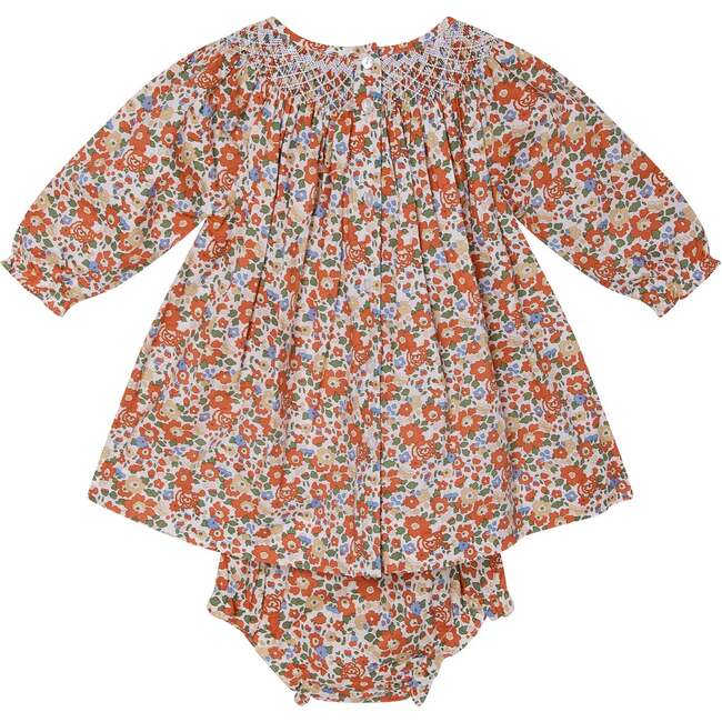 Baby Calypso Floral Print Hand-Smocked Dress, Red - Dresses - 4