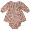 Baby Calypso Floral Print Hand-Smocked Dress, Red - Dresses - 4