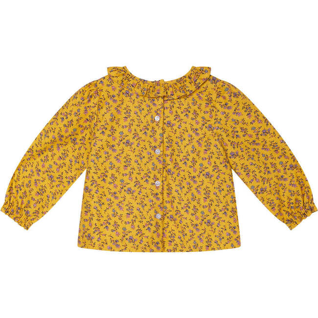 Baby Finley Floral Print Frill Collar Long Sleeve Blouse, Yellow - Blouses - 4