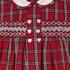 Baby Bronwyn Tartan Collar Hand-Smocked Dress, Red & White - Dresses - 3