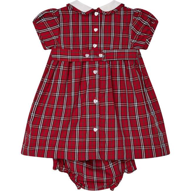 Baby Bronwyn Tartan Collar Hand-Smocked Dress, Red & White - Dresses - 4