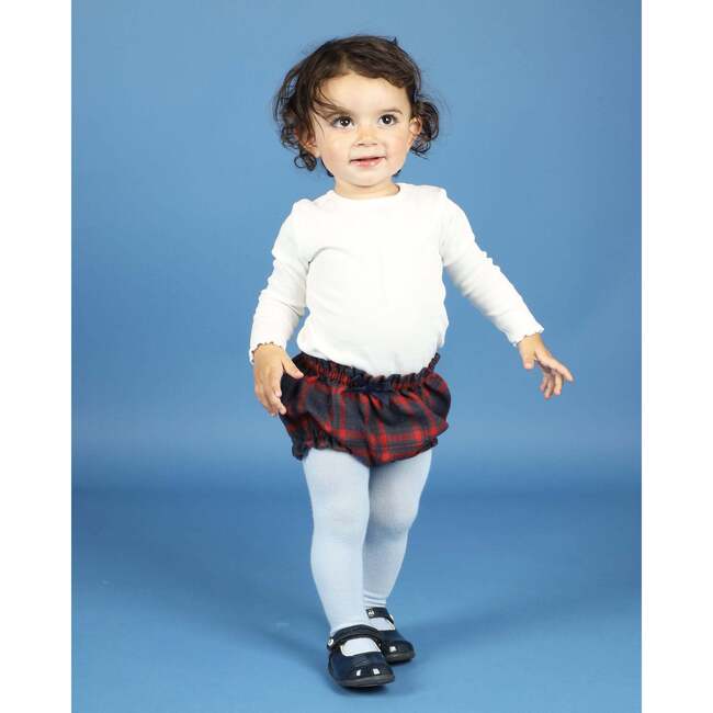 Baby Bora Tartan Elastic Waist Bow Shorts, Navy & Red - Shorts - 2