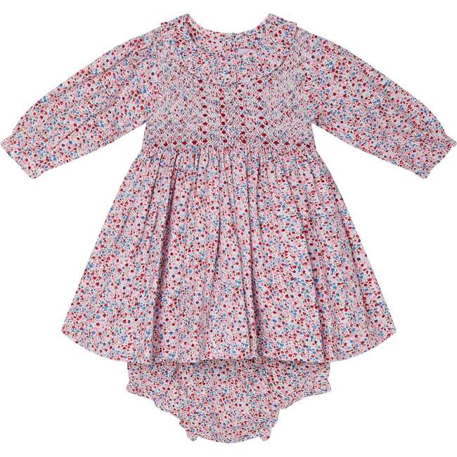 Baby Adelina Floral Print Hand-Smocked Dress, Pink