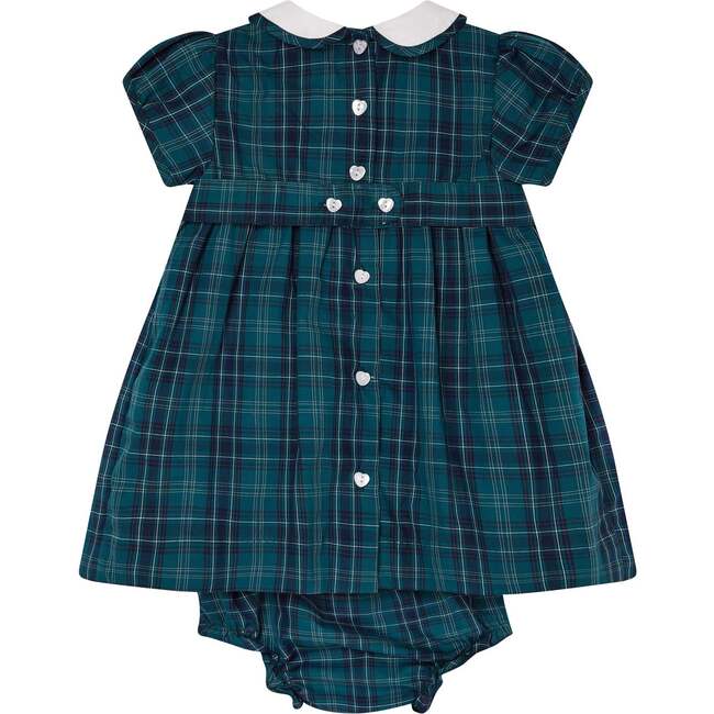 Baby Hermione Tartan Collar Hand-Smocked Dress, Navy & White - Dresses - 4