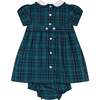 Baby Hermione Tartan Collar Hand-Smocked Dress, Navy & White - Dresses - 4