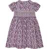 Ayla Floral Print Hand-Smocked Dress, Pink & Navy - Dresses - 1 - thumbnail