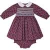 Baby Alette Long Sleeve Hand-Smocked Dress, Red - Dresses - 1 - thumbnail