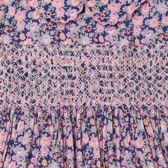 Ayla Floral Print Hand-Smocked Dress, Pink & Navy - Dresses - 3