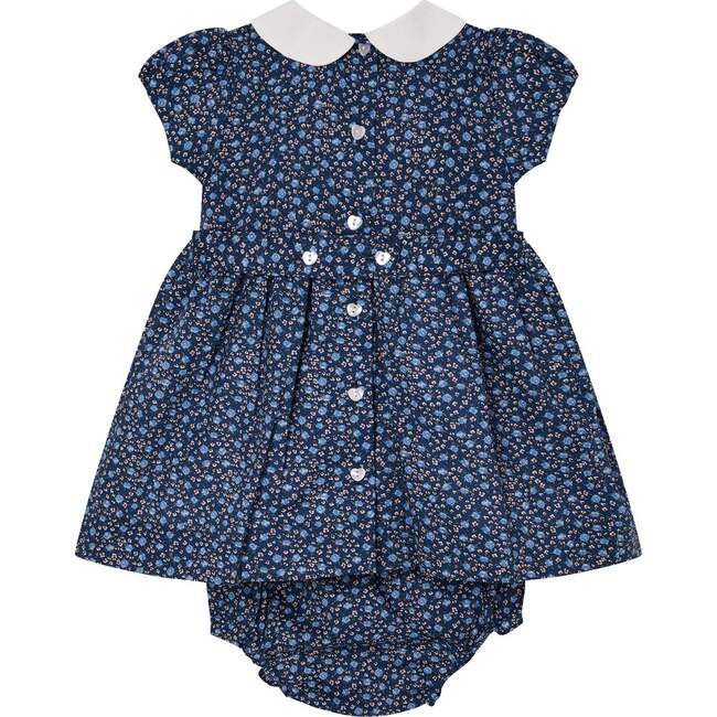 Baby Aubrey Floral Print Hand-Smocked Dress, Navy - Dresses - 4