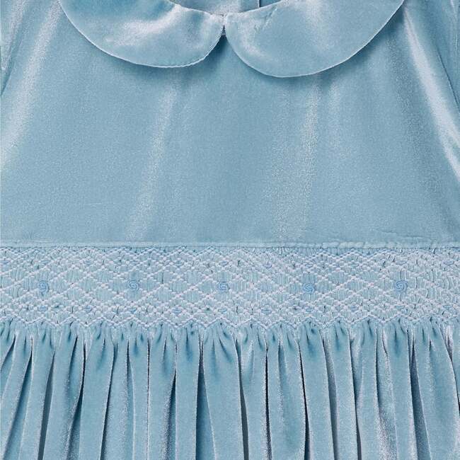 Rey Velvet Hand-Smocked Party Dress, Pale Blue - Dresses - 3