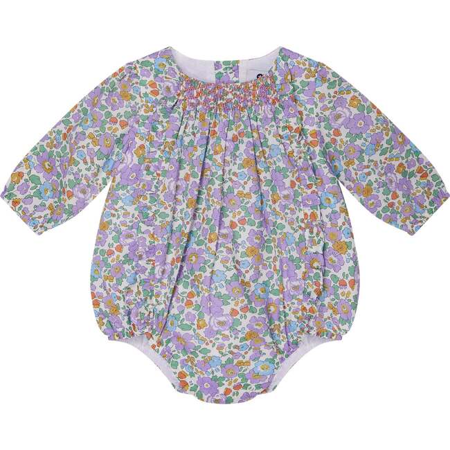 Baby Zima Floral Print Hand-Smocked Bubble, Multicolors