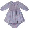 Baby Elisa Long-Sleeve Hand-Smocked Dress, Baby Blue - Dresses - 1 - thumbnail