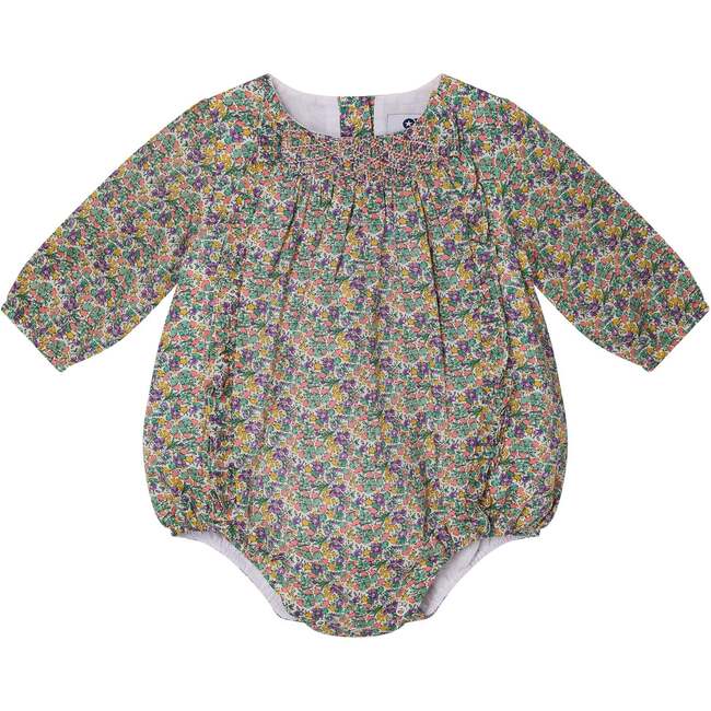 Baby Lydia Floral Print Hand-Smocked Bubble, Purple