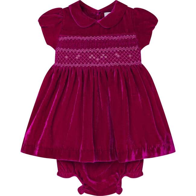 Baby Electra Velvet Hand-Smocked Party Dress, Pink