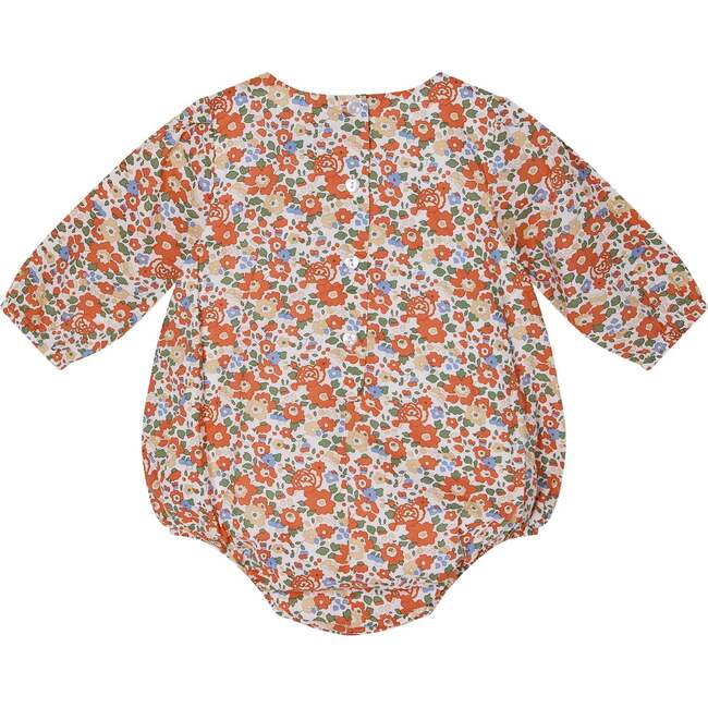 Baby Nia Floral Print Hand-Smocked Bubble, Red - Rompers - 3