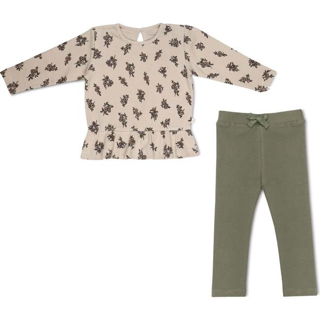 Organic Peplum Top & Leggings Set, Posy