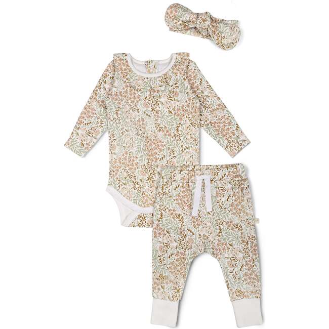 Organic Ruffle Onesie & Pants Set, Gardenia - Mixed Apparel Set - 2