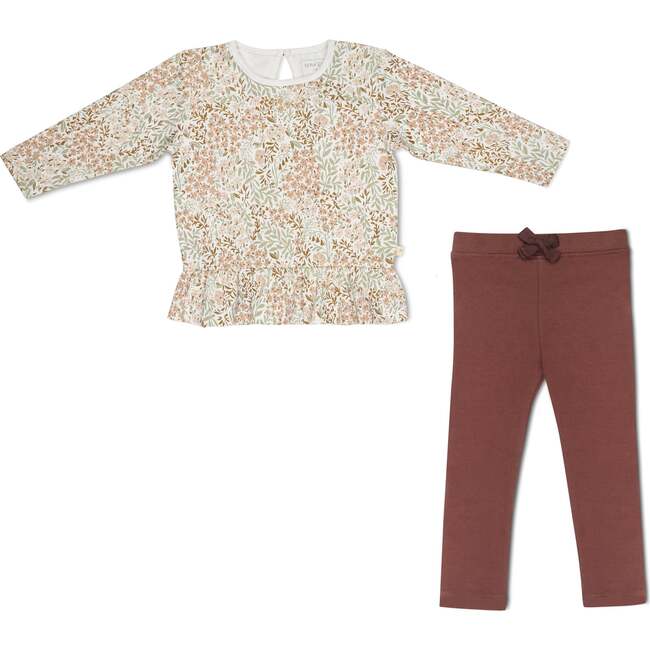 Organic Peplum Top & Leggings Set, Gardenia