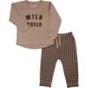 Organic Long Sleeve Tee & Pant Set, Wild Child Placement Tee - Mixed Apparel Set - 2