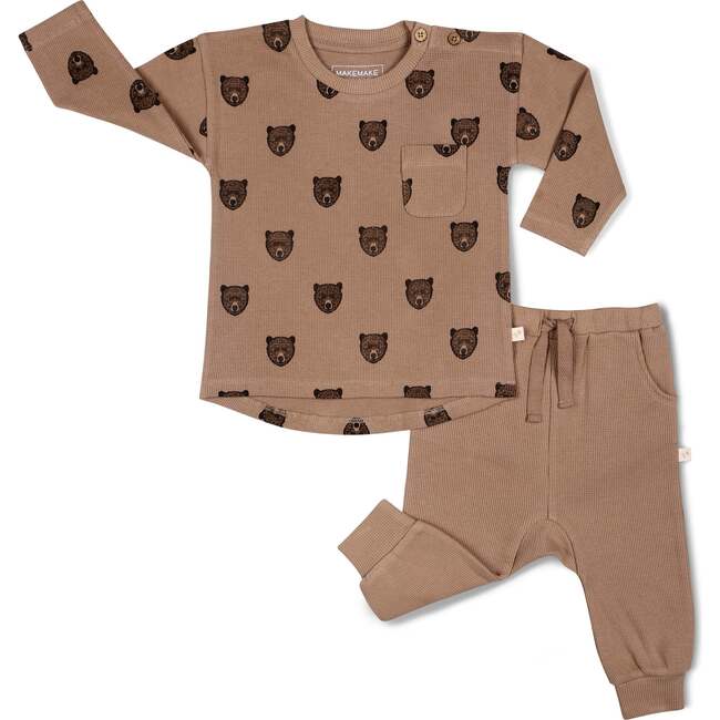 Organic Long Sleeve Tee & Pant Set, Wild Bear - Mixed Apparel Set - 3