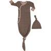 Organic Kimono Knotted Sleep Gown, Houndstooth - Nightgowns - 1 - thumbnail