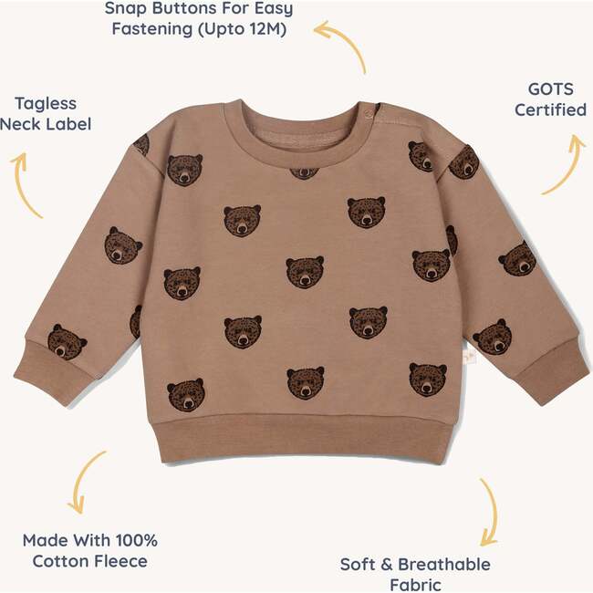 Organic Fleece Sweatshirt, Wild Bear - Sweatshirts - 4