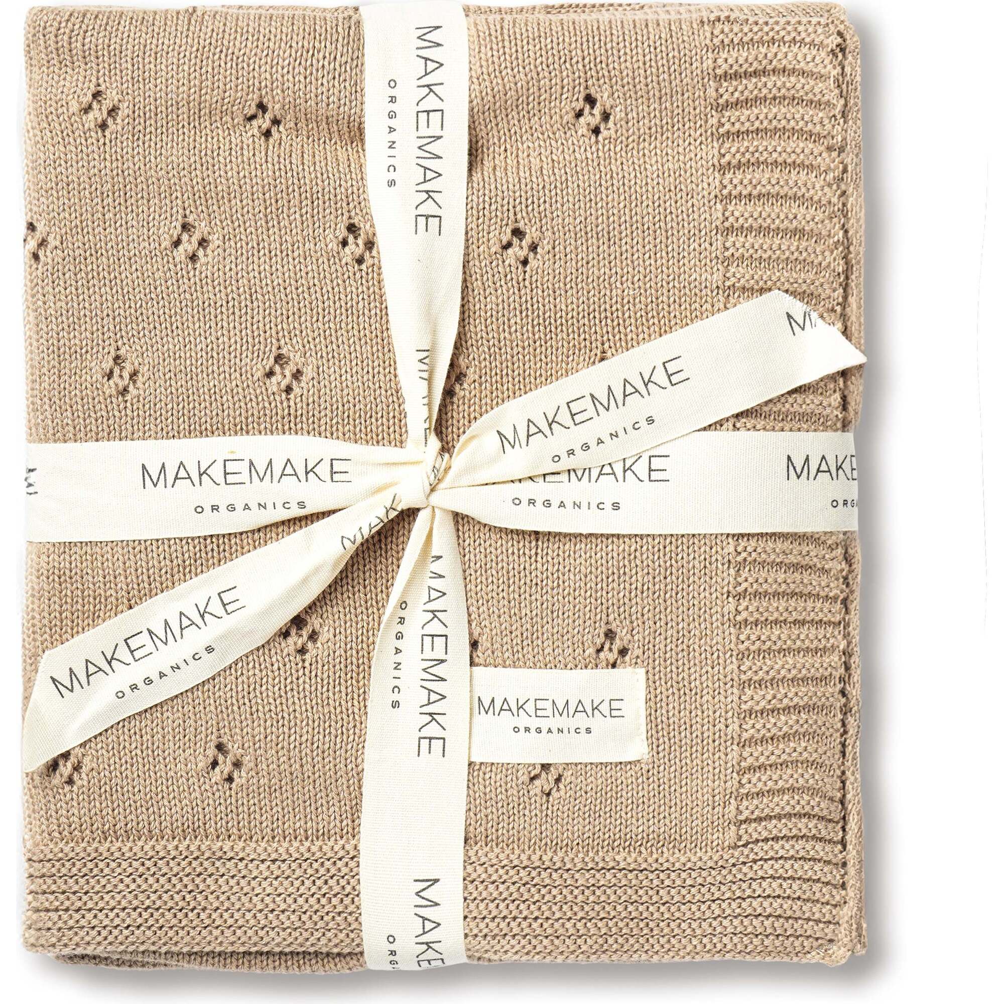 Organic Cotton Pointelle Baby Blanket, Sand - Blankets - 1