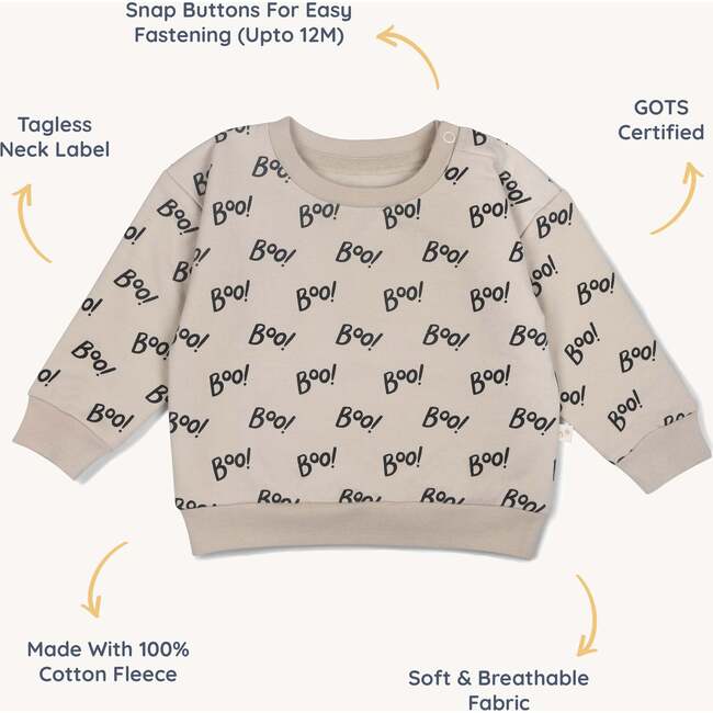 Organic Fleece Sweatshirt, Boo - Sweatshirts - 5