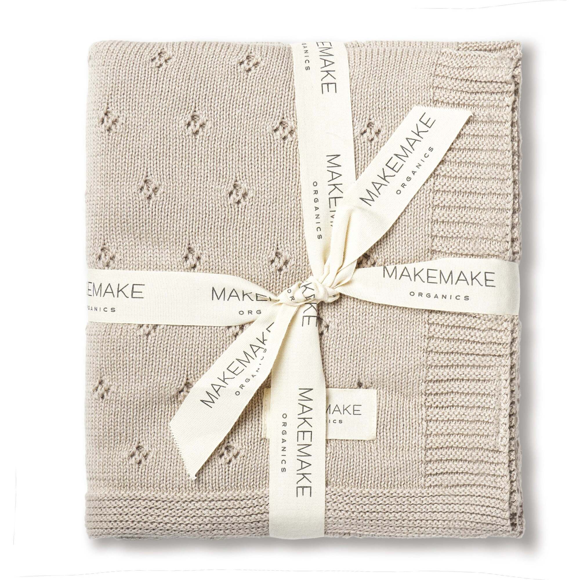 Organic Cotton Pointelle Baby Blanket, Beige - Blankets - 1